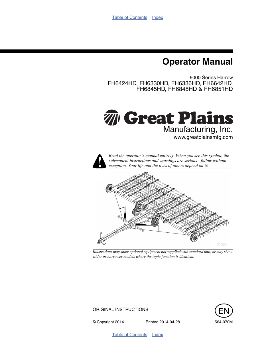 Great Plains FH6800HD Operator Manual User Manual | 50 pages