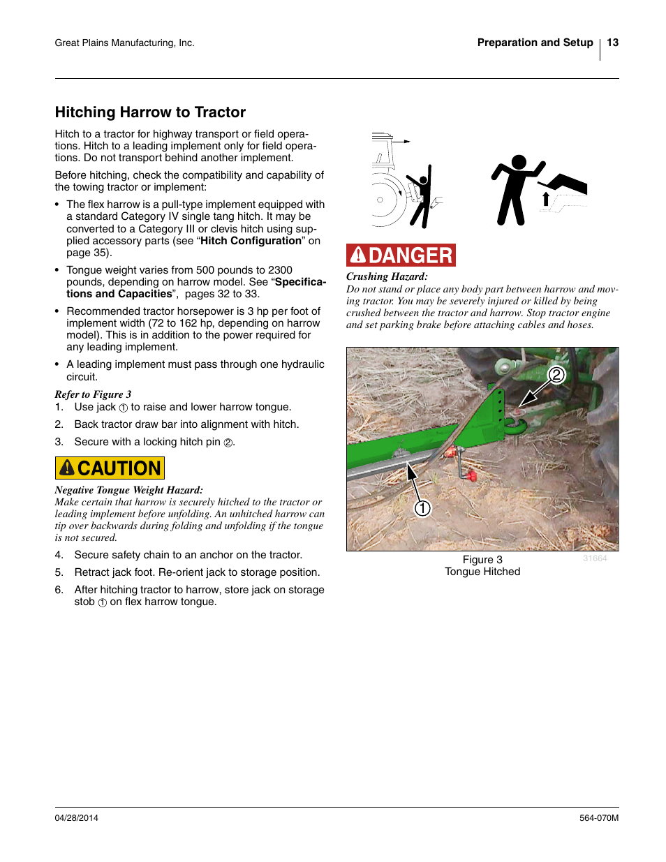 Hitching harrow to tractor | Great Plains FH6800HD Operator Manual User Manual | Page 17 / 50