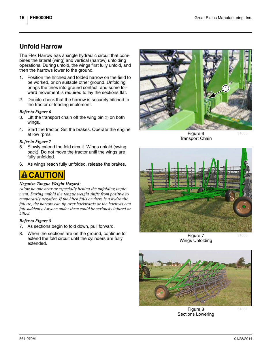 Unfold harrow | Great Plains FH6800HD Operator Manual User Manual | Page 20 / 50