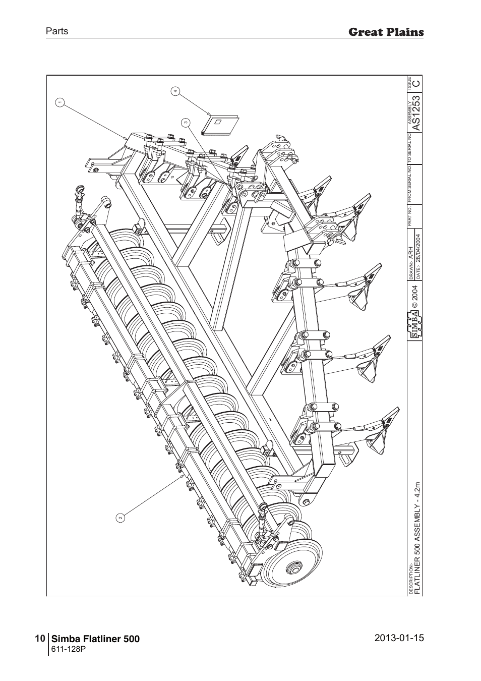 Flatliner 500, 38 7. parts and assembly, Cas 12 53 | Operating instructions, 128p | Great Plains Simba Flatliner 500 Parts Manual User Manual | Page 10 / 66