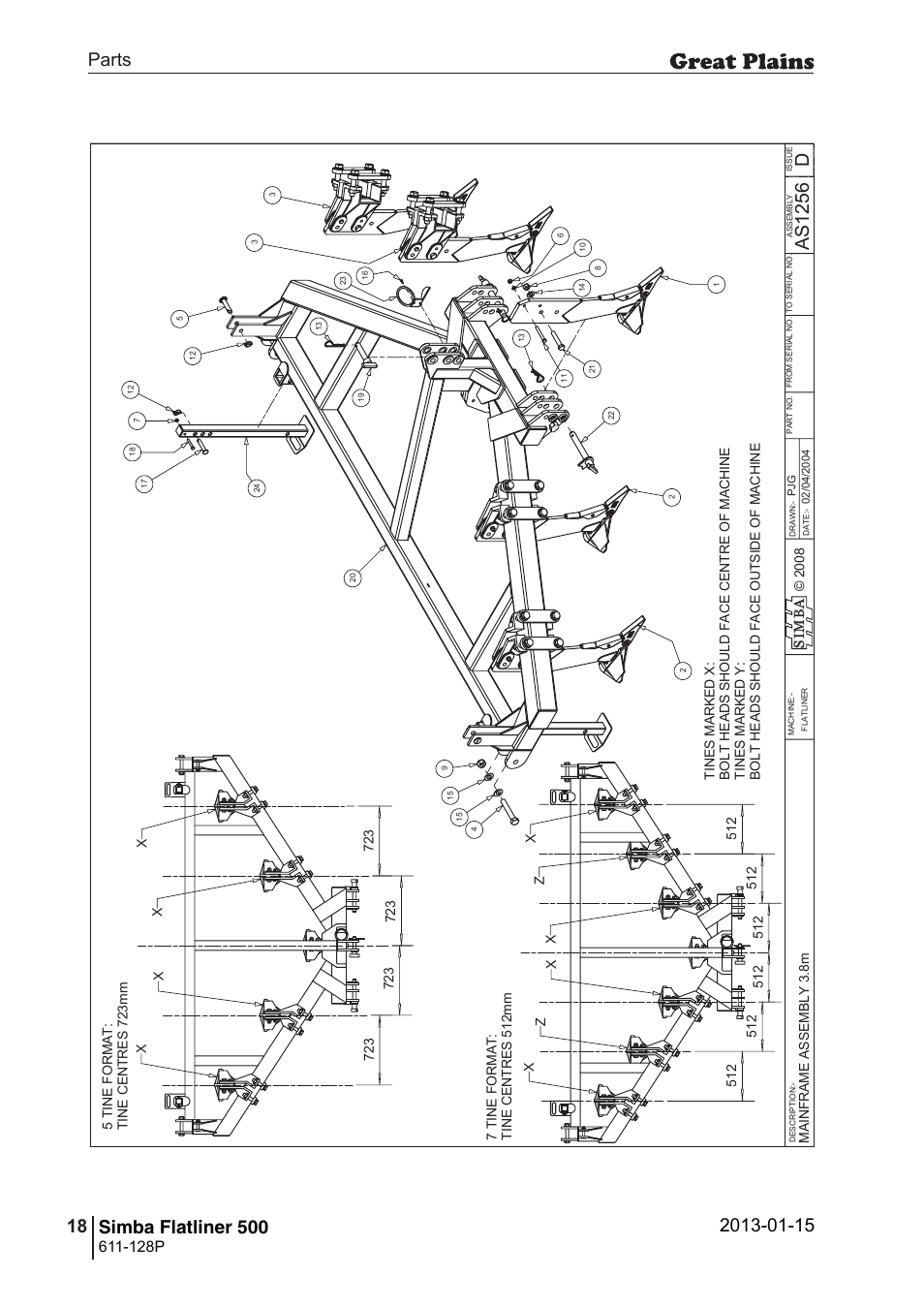 Flatliner 500, 46 7. parts and assembly, Das 12 56 | Operating instructions, 128p | Great Plains Simba Flatliner 500 Parts Manual User Manual | Page 18 / 66