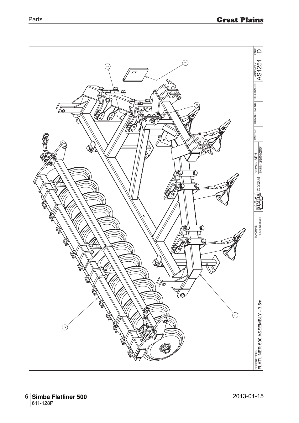 Flatliner 500, 34 7. parts and assembly, Das 12 51 | Parts 6 simba flatliner 500, Operating instructions, 128p | Great Plains Simba Flatliner 500 Parts Manual User Manual | Page 6 / 66