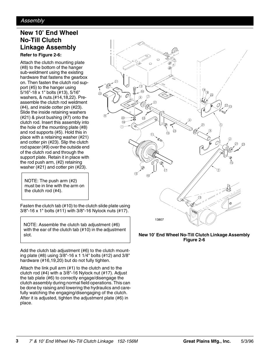 New 10’ end wheel no-till clutch linkage assembly, Figure 2-6 | Great Plains EWNT10 User Manual | Page 8 / 14