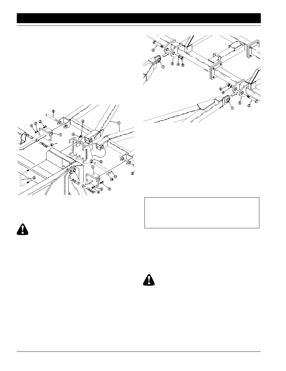 Warning, Mounting the cart links, Attaching the cart to the implement | Bleeding the hydraulic lifting system | Great Plains ADI445 Operator Manual User Manual | Page 18 / 48