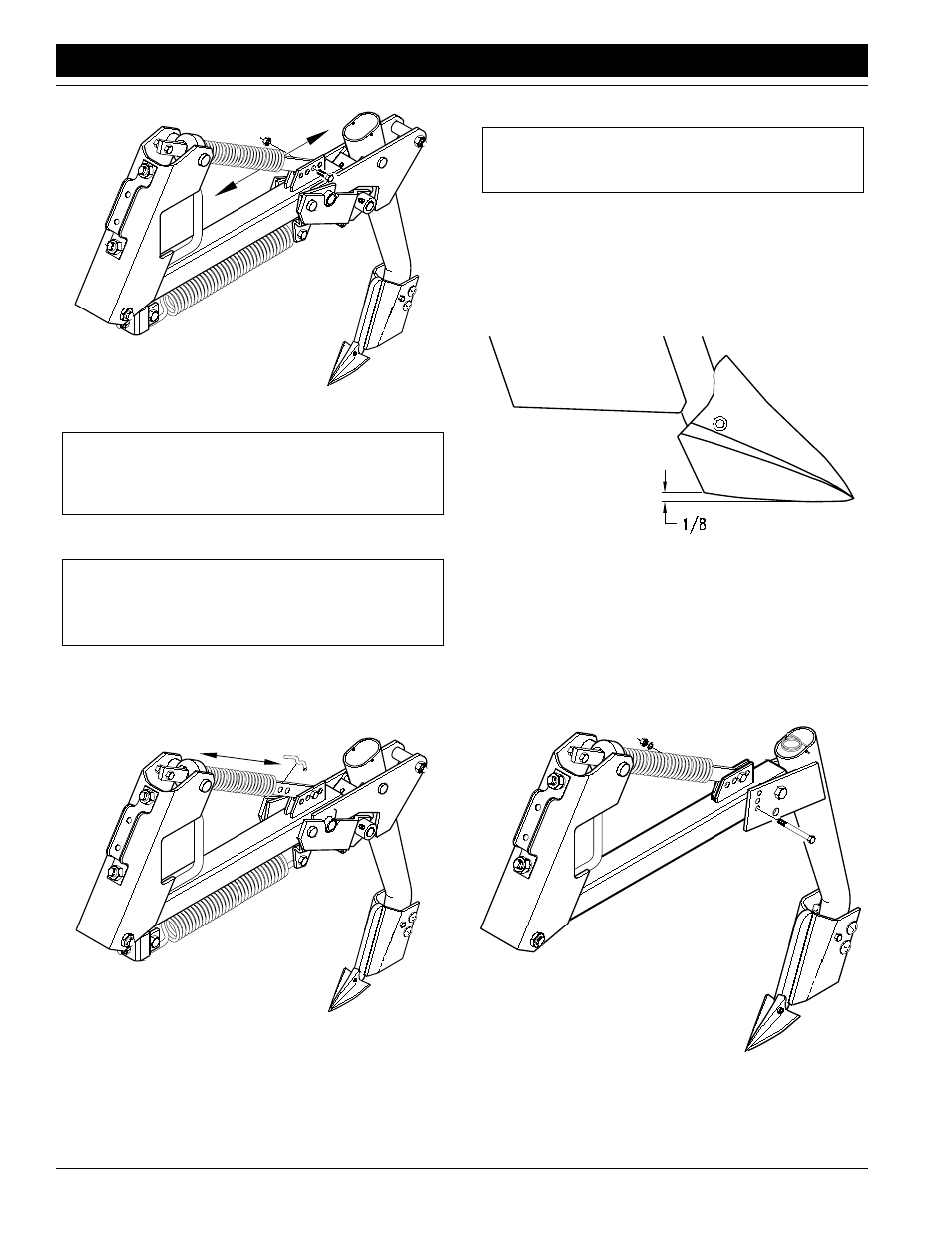 Shear bolt and spring reset, Hoe tip angle, Figure 3-3 | Great Plains ADI445 Operator Manual User Manual | Page 36 / 48
