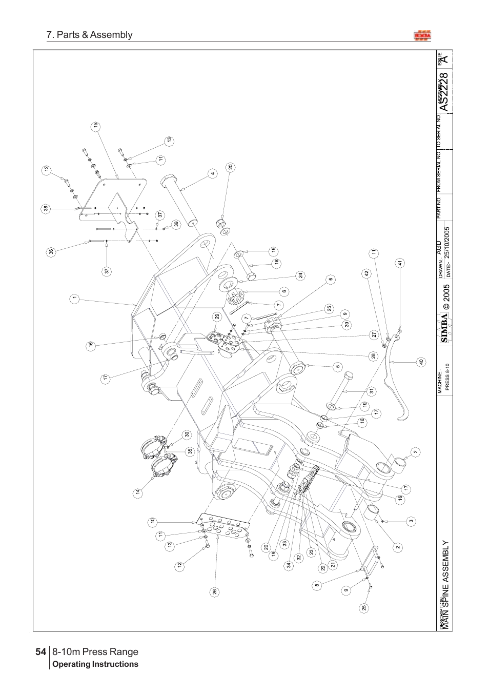 Aas2 22 8, 10m press range, 54 7. parts & assembly | Great Plains 8-10m Press Range SN 180081540048 Parts Manual User Manual | Page 10 / 176