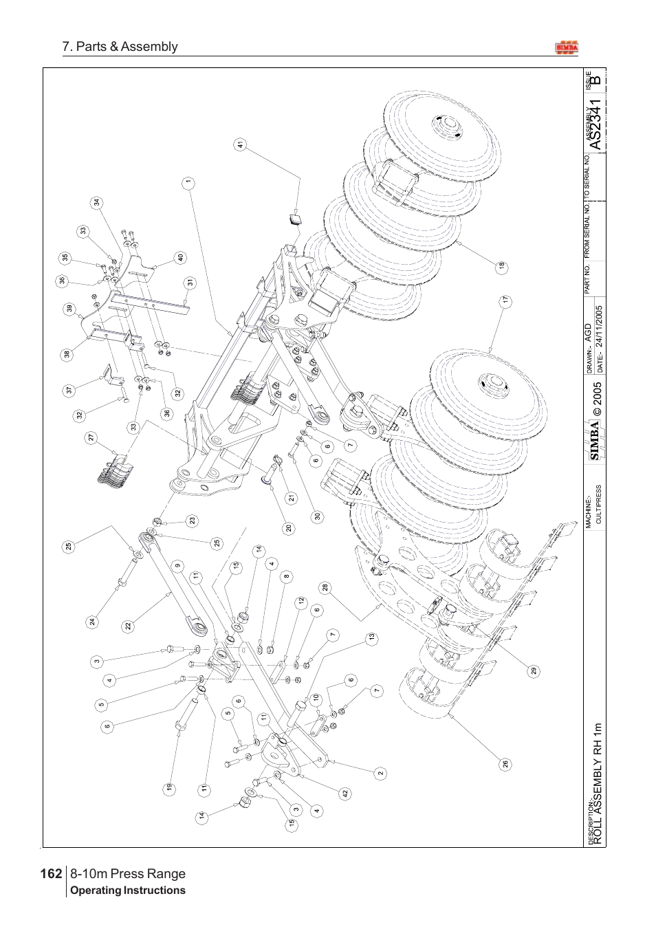 Bas234 1, 10m press range, 162 7. parts & assembly | Great Plains 8-10m Press Range SN 180081540048 Parts Manual User Manual | Page 118 / 176