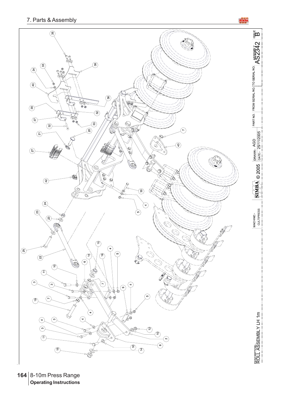 Bas2342, 10m press range, 164 7. parts & assembly | Great Plains 8-10m Press Range SN 180081540048 Parts Manual User Manual | Page 120 / 176