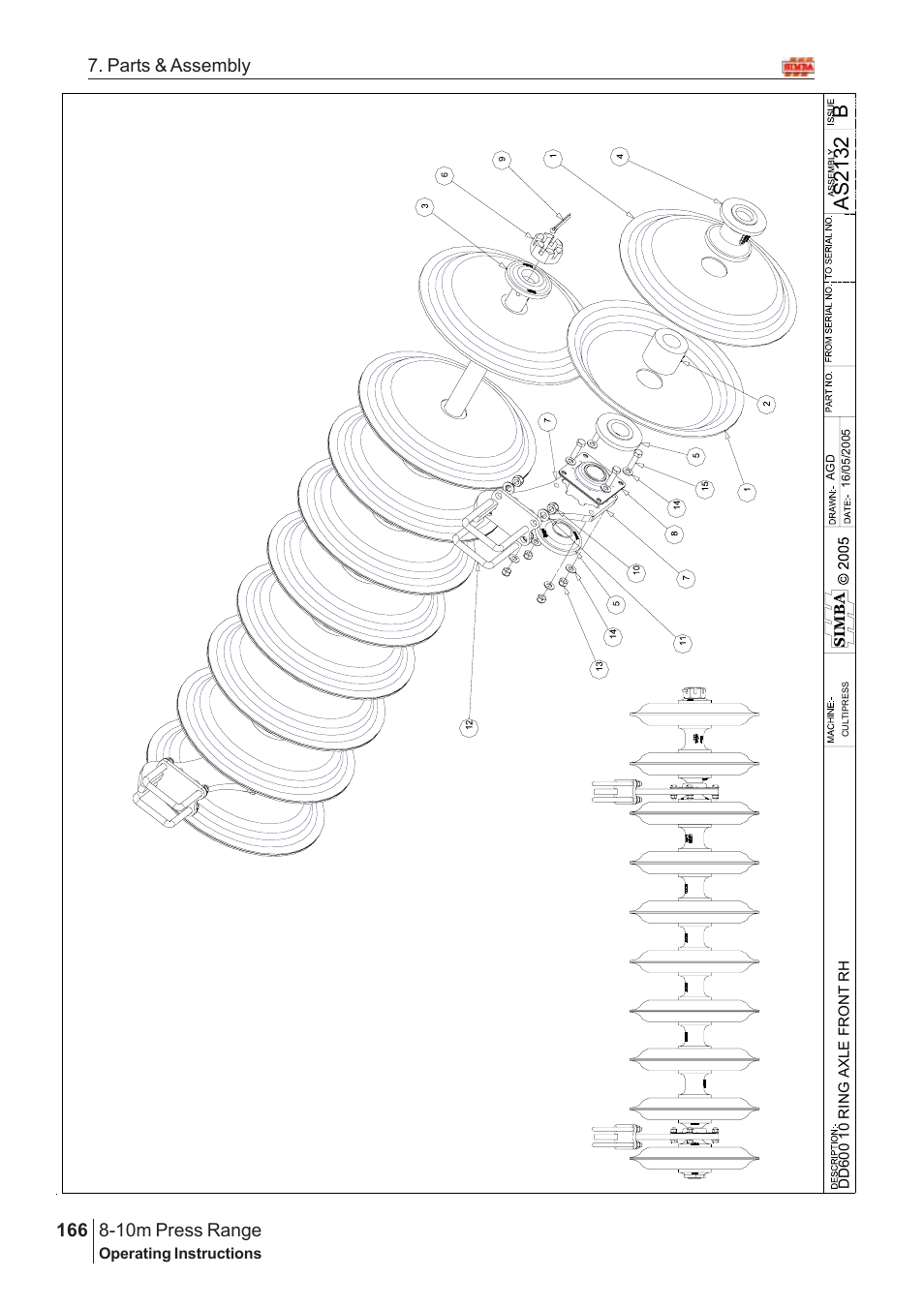 Bas 2132, 10m press range, 166 7. parts & assembly | Great Plains 8-10m Press Range SN 180081540048 Parts Manual User Manual | Page 122 / 176