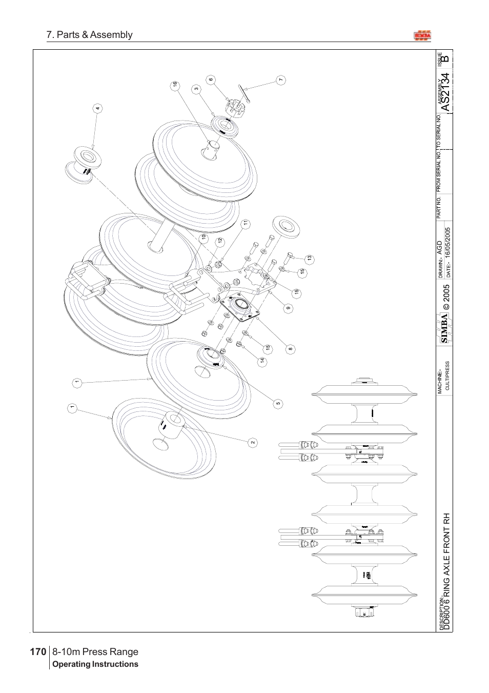 Bas 2134, 10m press range, 170 7. parts & assembly | Great Plains 8-10m Press Range SN 180081540048 Parts Manual User Manual | Page 126 / 176