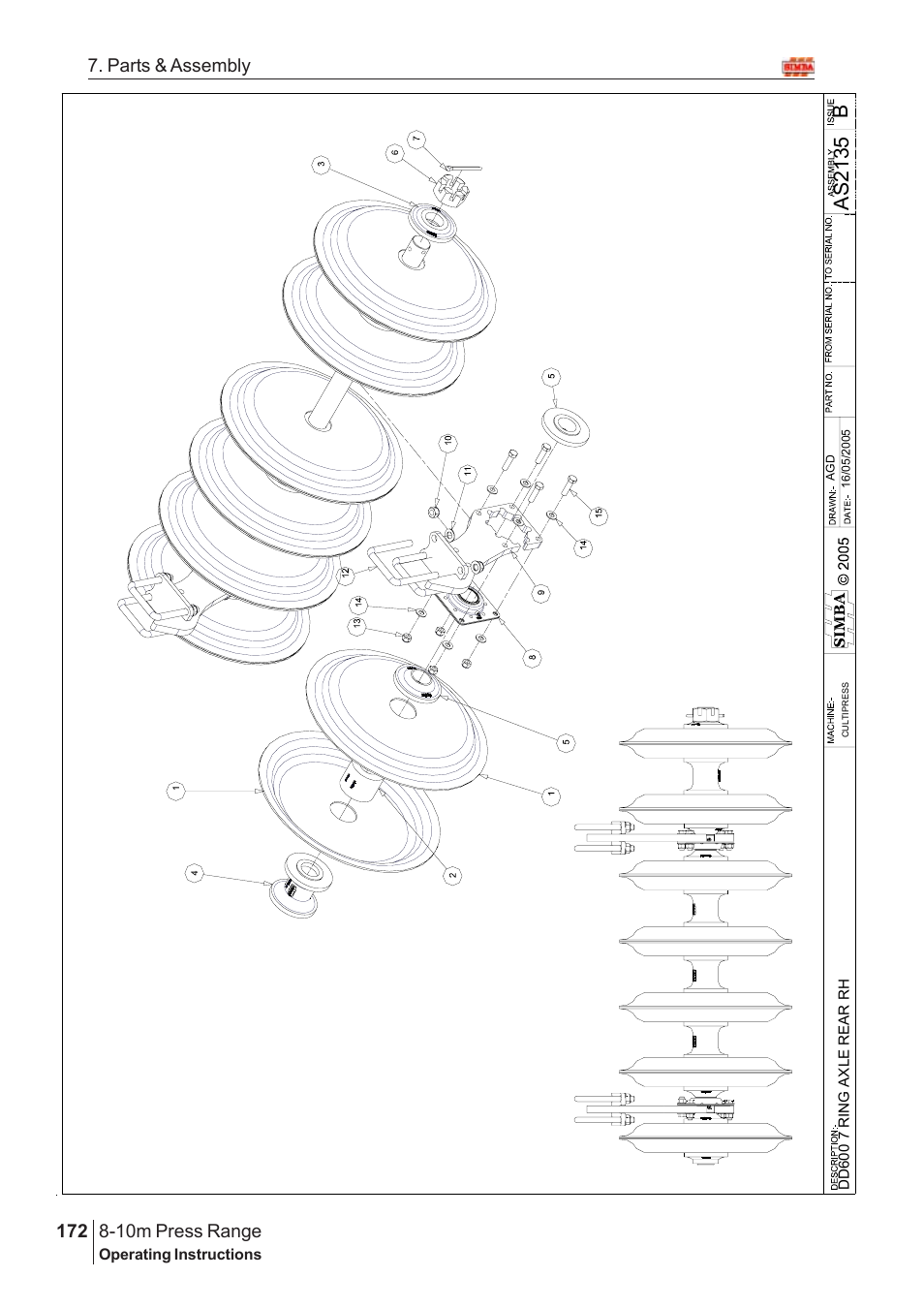 Bas 2135, 10m press range, 172 7. parts & assembly | Great Plains 8-10m Press Range SN 180081540048 Parts Manual User Manual | Page 128 / 176