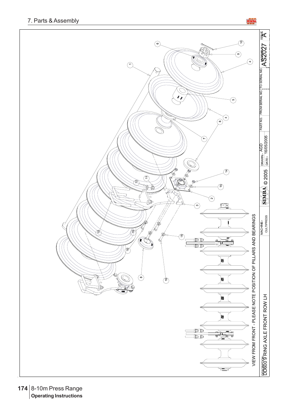 Aas 2027, 10m press range, 174 7. parts & assembly | Great Plains 8-10m Press Range SN 180081540048 Parts Manual User Manual | Page 130 / 176