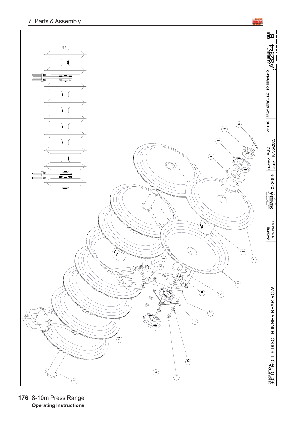 Bas 2344, 10m press range, 176 7. parts & assembly | Great Plains 8-10m Press Range SN 180081540048 Parts Manual User Manual | Page 132 / 176
