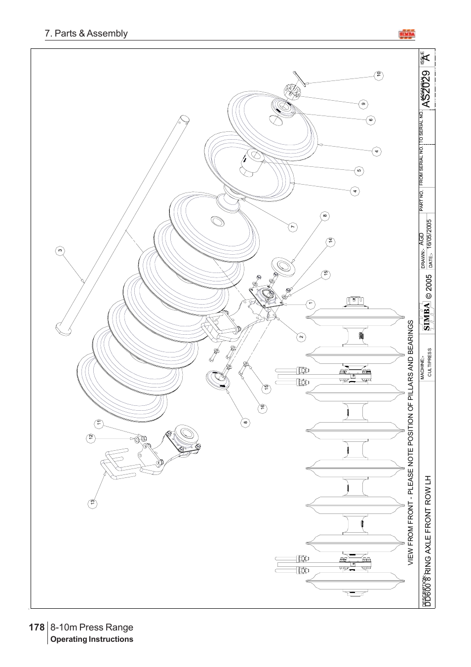 Aas20 2 9, 10m press range, 178 7. parts & assembly | Great Plains 8-10m Press Range SN 180081540048 Parts Manual User Manual | Page 134 / 176