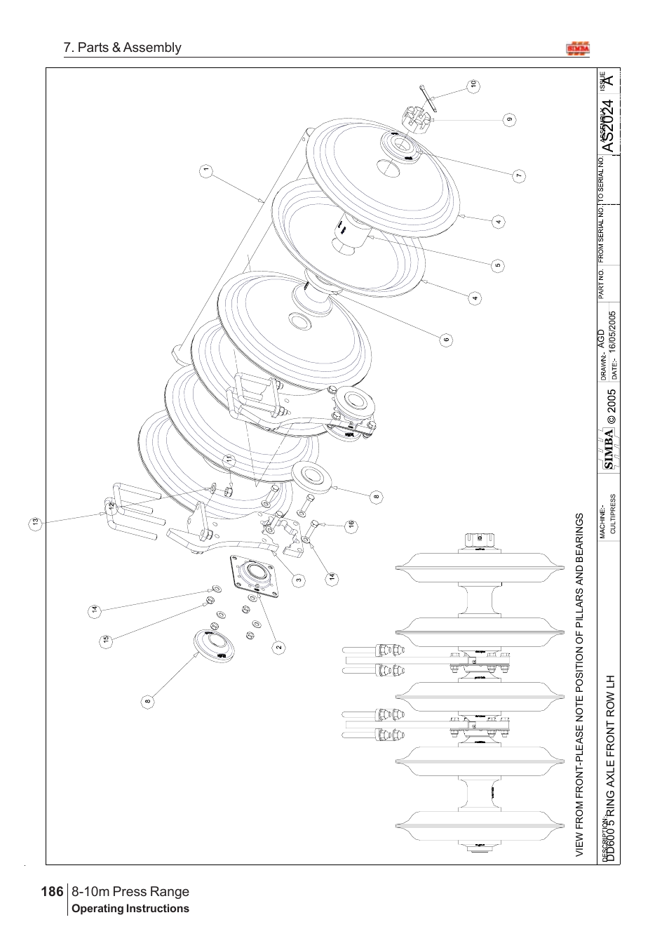 Aas 2024, 10m press range, 186 7. parts & assembly | Great Plains 8-10m Press Range SN 180081540048 Parts Manual User Manual | Page 142 / 176