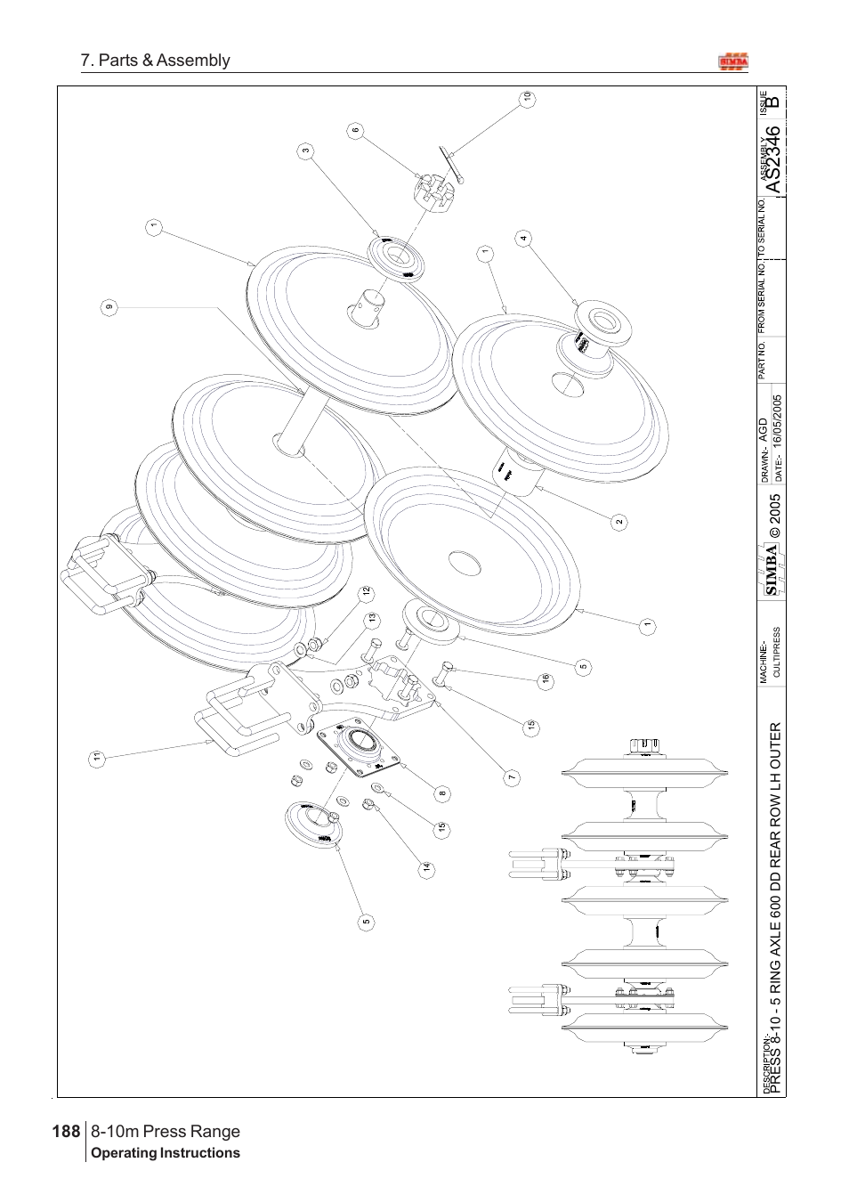 Bas 2346, 10m press range, 188 7. parts & assembly | Great Plains 8-10m Press Range SN 180081540048 Parts Manual User Manual | Page 144 / 176