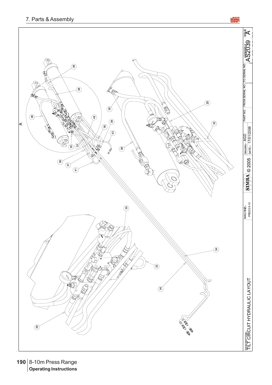 Aas 2039, 10m press range, 190 7. parts & assembly | Great Plains 8-10m Press Range SN 180081540048 Parts Manual User Manual | Page 146 / 176