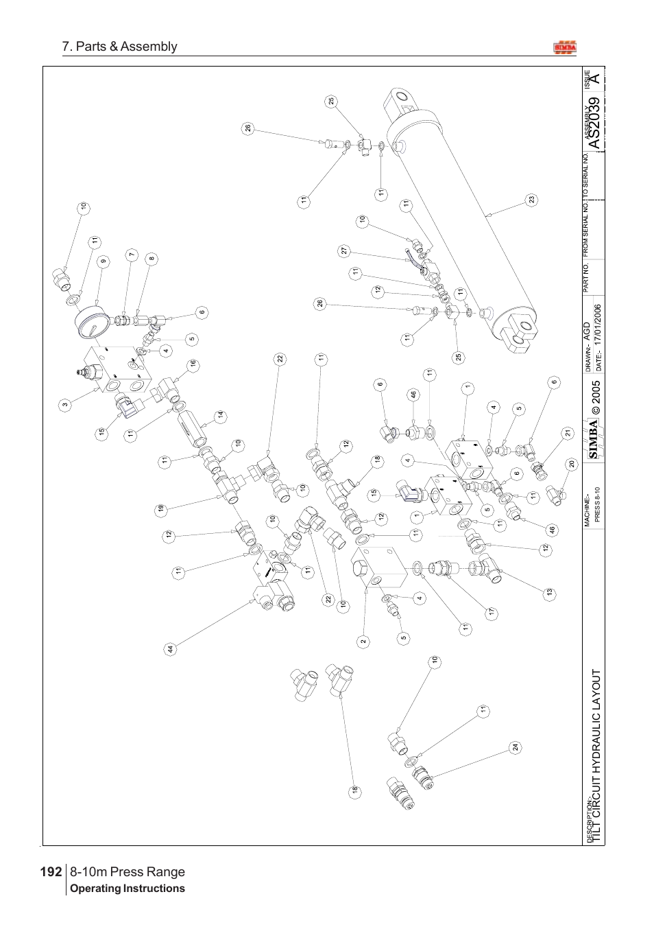 Aas 2039, 10m press range, 192 7. parts & assembly | Great Plains 8-10m Press Range SN 180081540048 Parts Manual User Manual | Page 148 / 176