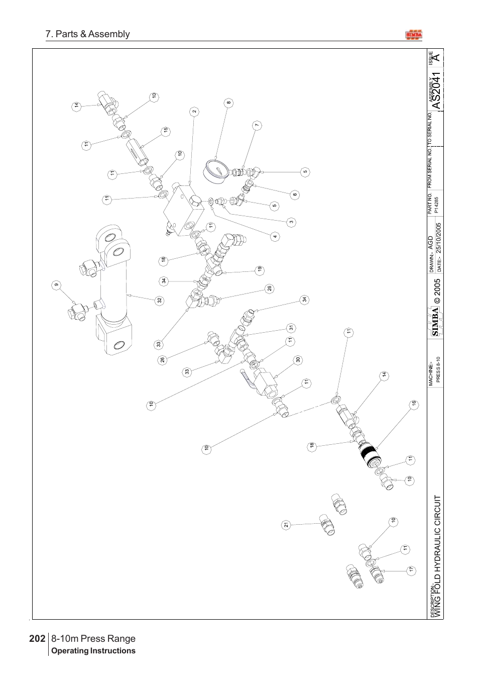 Aas 2041, 10m press range, 202 7. parts & assembly | Great Plains 8-10m Press Range SN 180081540048 Parts Manual User Manual | Page 158 / 176