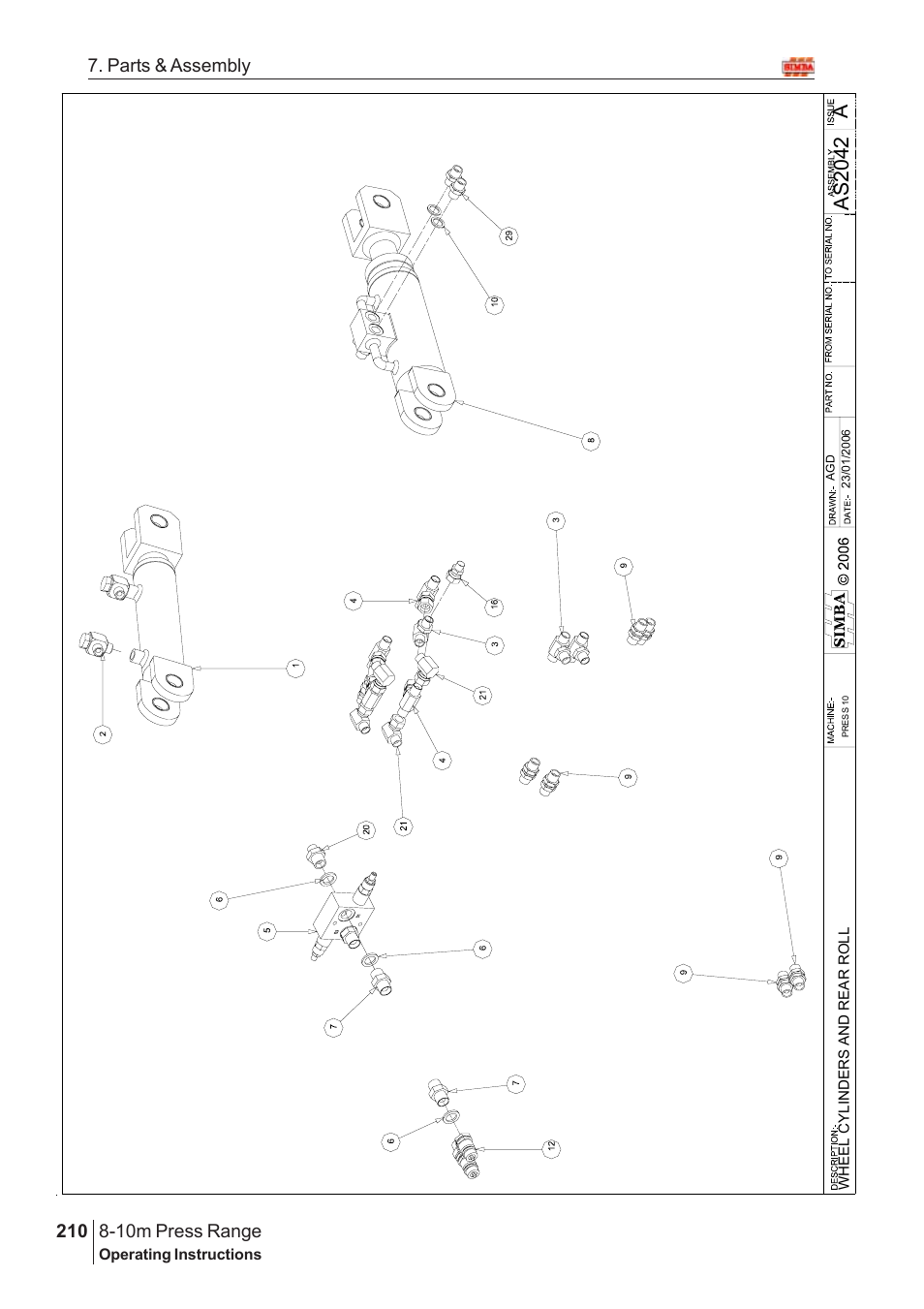 Aas 2042, 10m press range, 210 7. parts & assembly | Great Plains 8-10m Press Range SN 180081540048 Parts Manual User Manual | Page 166 / 176