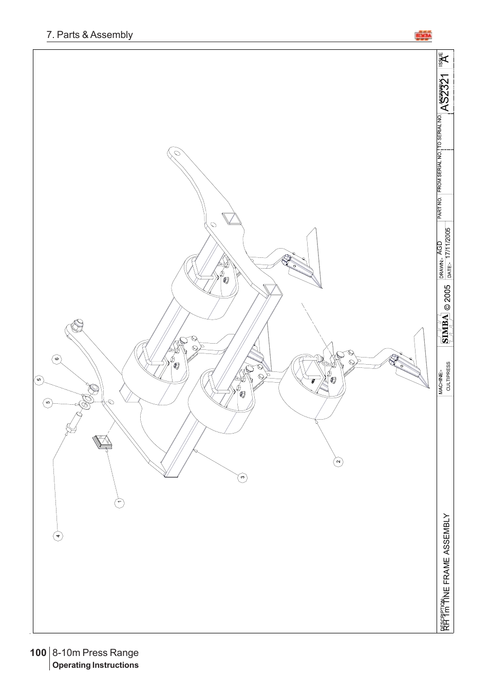 Aas 2321, 10m press range, 100 7. parts & assembly | Great Plains 8-10m Press Range SN 180081540048 Parts Manual User Manual | Page 56 / 176