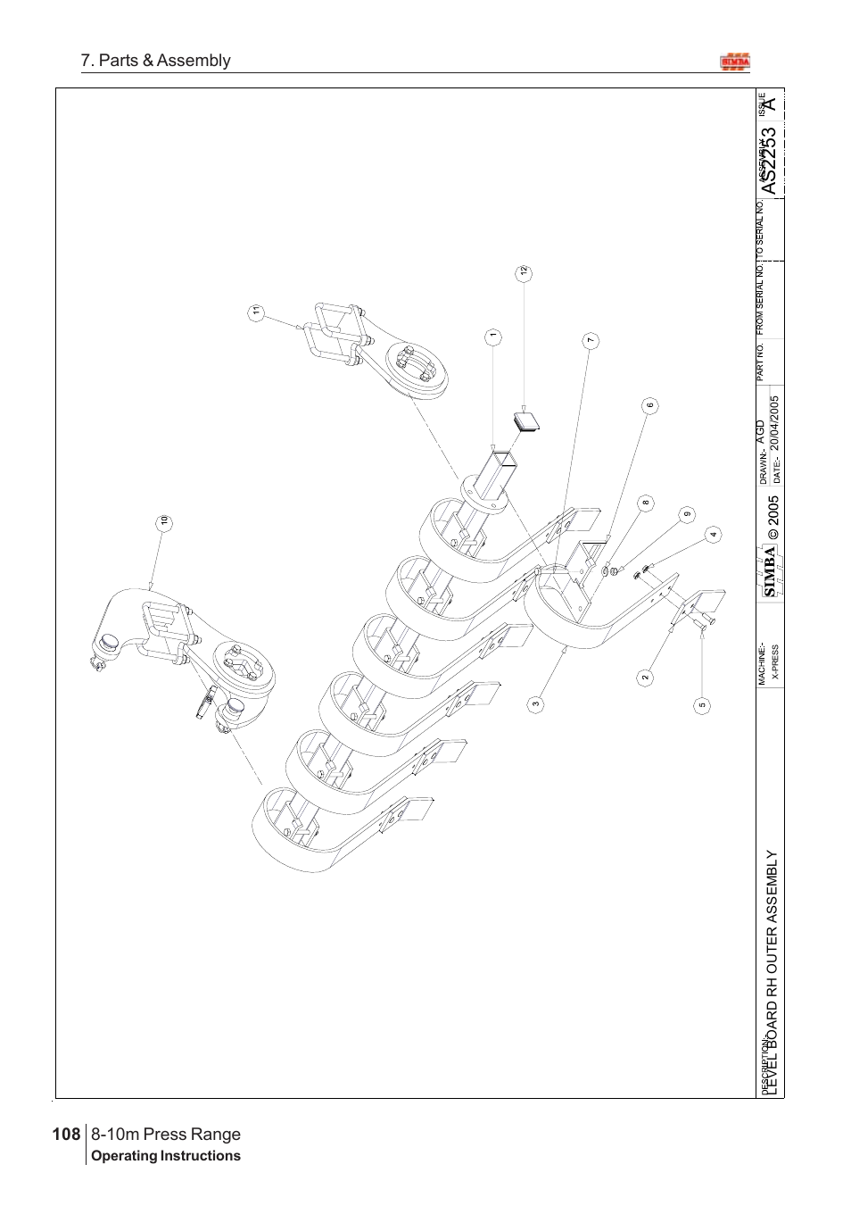 Aas2 25 3, 10m press range, 108 7. parts & assembly | Great Plains 8-10m Press Range SN 180081540048 Parts Manual User Manual | Page 64 / 176