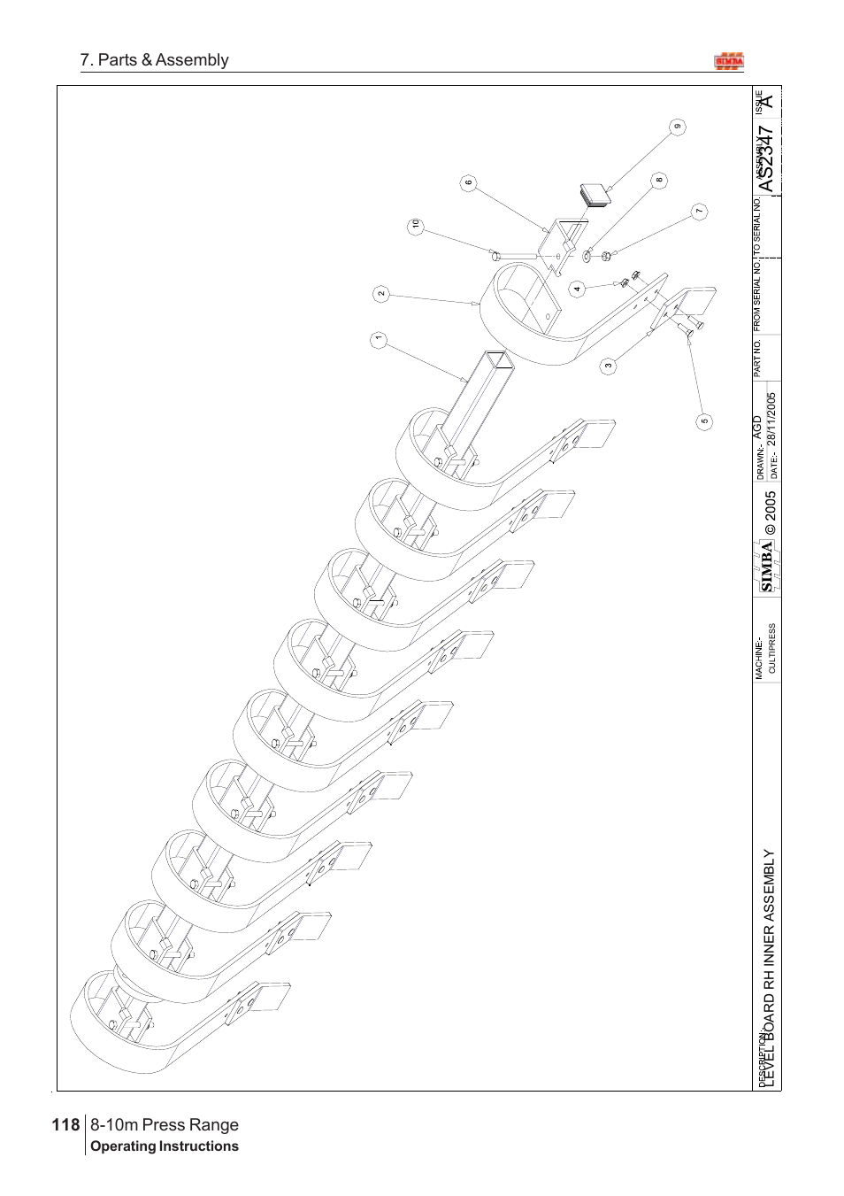 Aas 2347, 10m press range, 118 7. parts & assembly | Great Plains 8-10m Press Range SN 180081540048 Parts Manual User Manual | Page 74 / 176