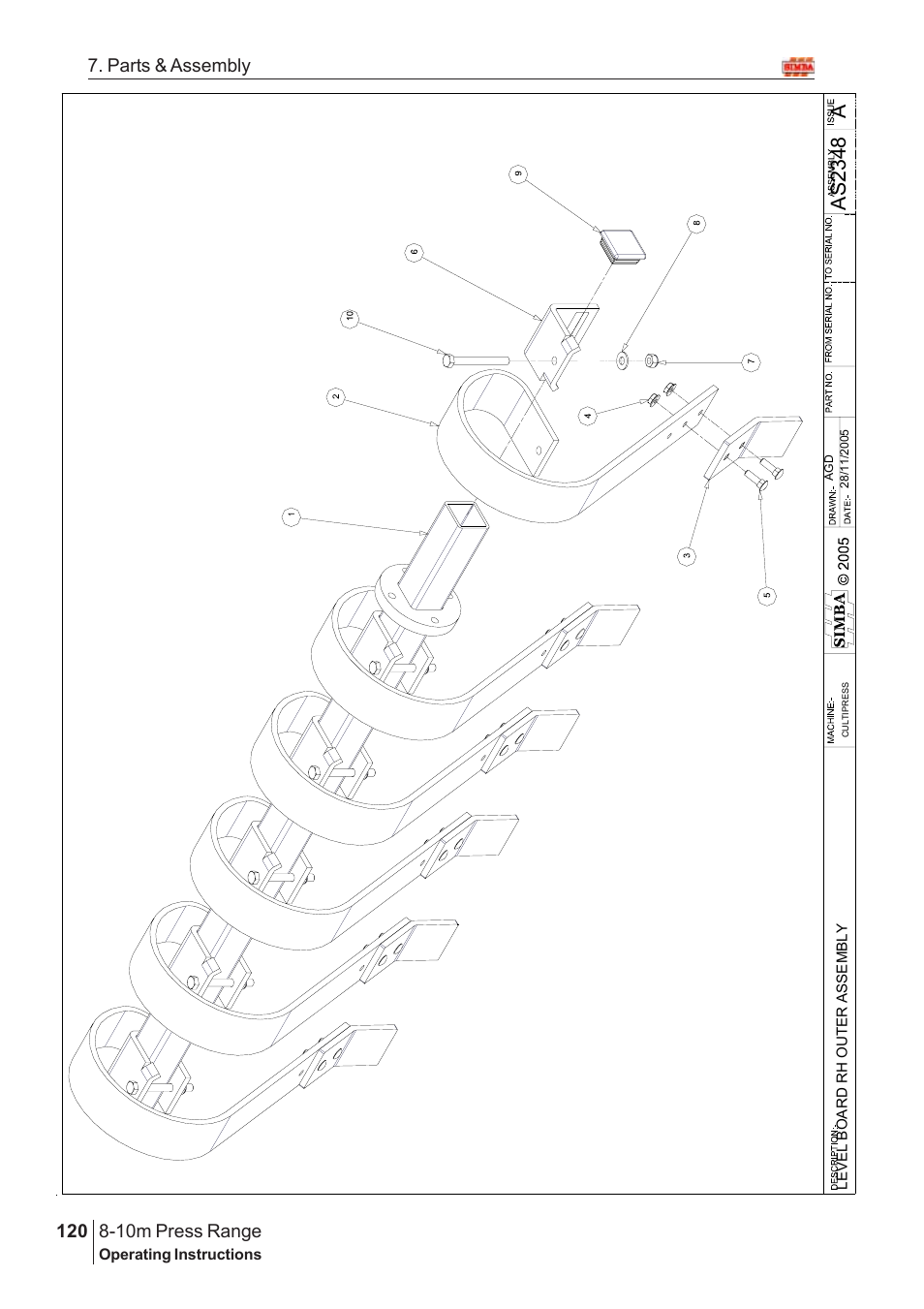 Aas 2348, 10m press range, 120 7. parts & assembly | Great Plains 8-10m Press Range SN 180081540048 Parts Manual User Manual | Page 76 / 176