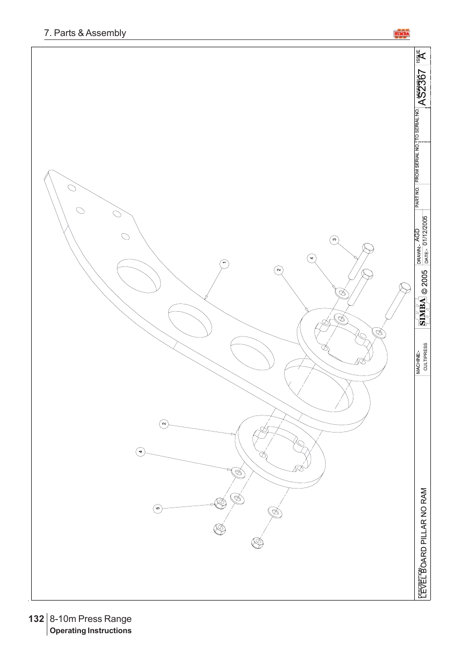 Aas 2367, 10m press range, 132 7. parts & assembly | Great Plains 8-10m Press Range SN 180081540048 Parts Manual User Manual | Page 88 / 176