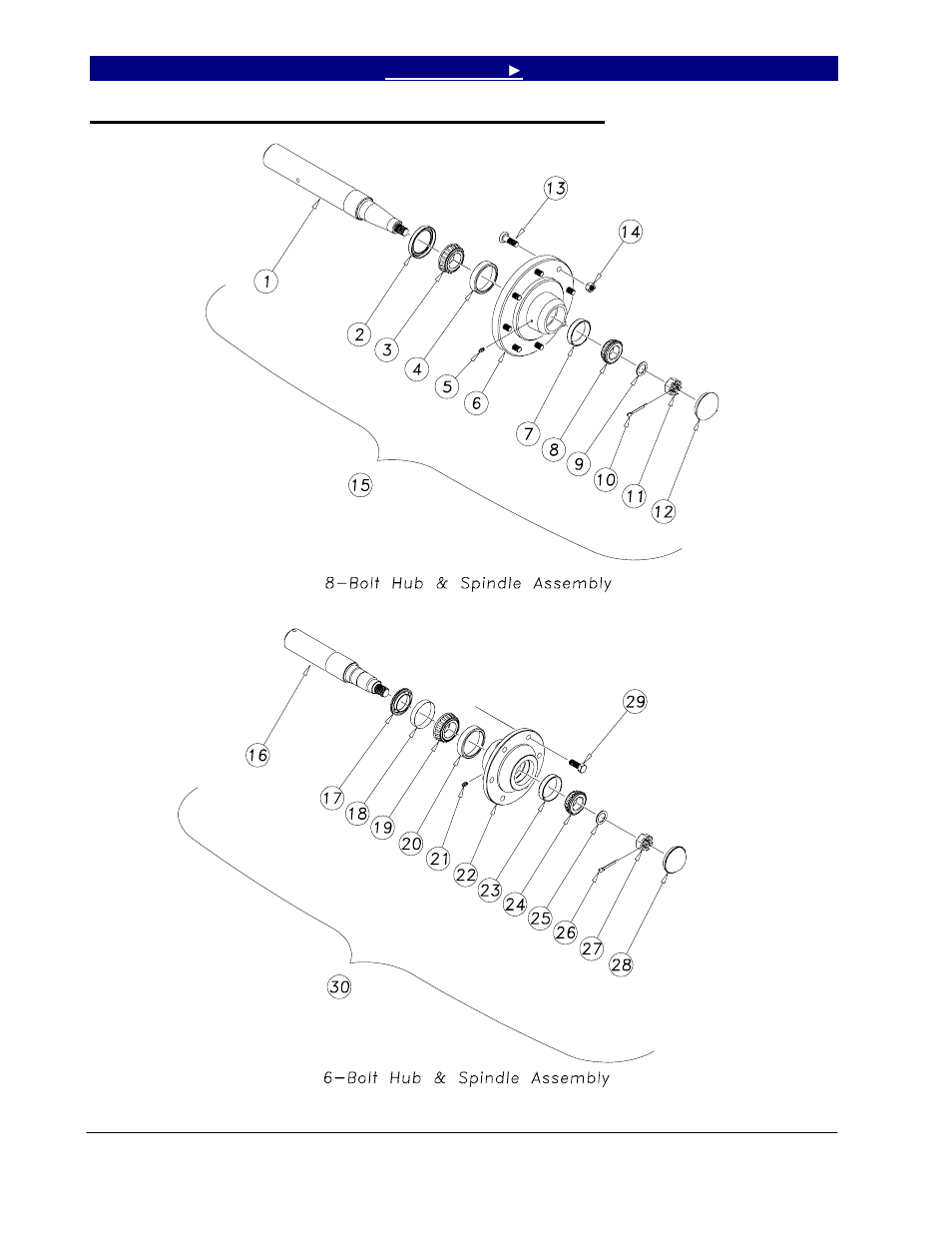 Front gauge wheel assembly, 8 & 6-bolt hub & spindle assembly (s/n 1424cc-) -9 | Great Plains 7560 Series VII Field Cultivator-Rigid Hitch Parts Manual User Manual | Page 24 / 77