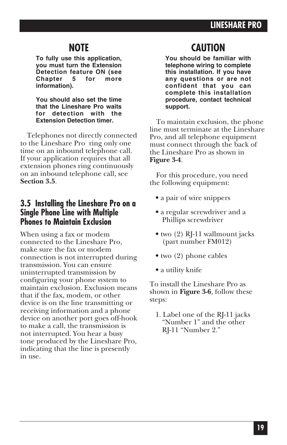 Caution | Black Box FX150A User Manual | Page 18 / 51