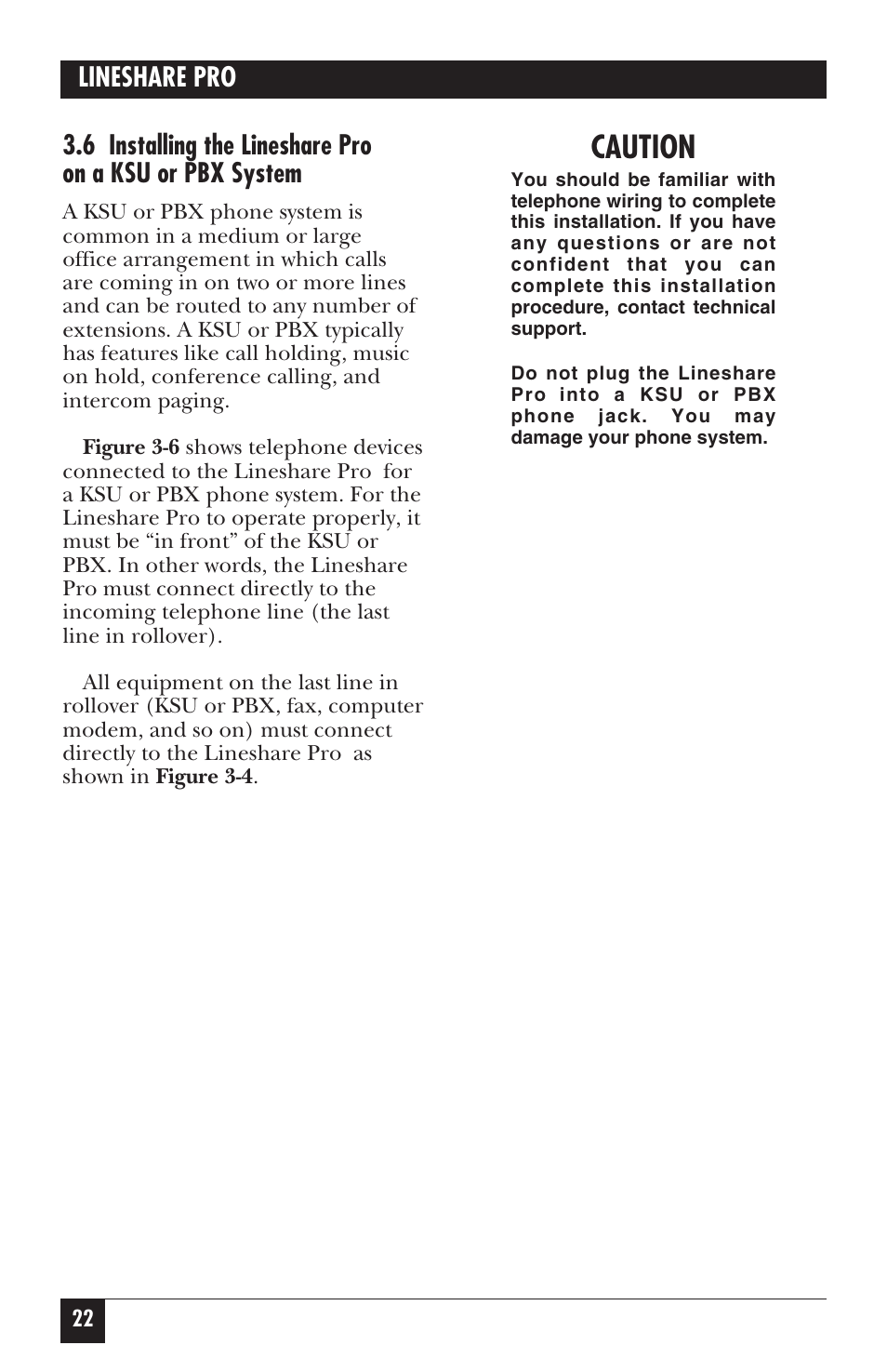 Caution | Black Box FX150A User Manual | Page 21 / 51