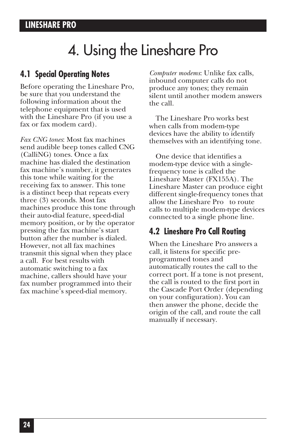 Using the lineshare pro | Black Box FX150A User Manual | Page 23 / 51