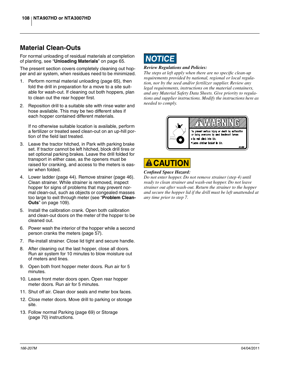 Material clean-outs | Great Plains NTA3007HD Operator Manual User Manual | Page 112 / 180