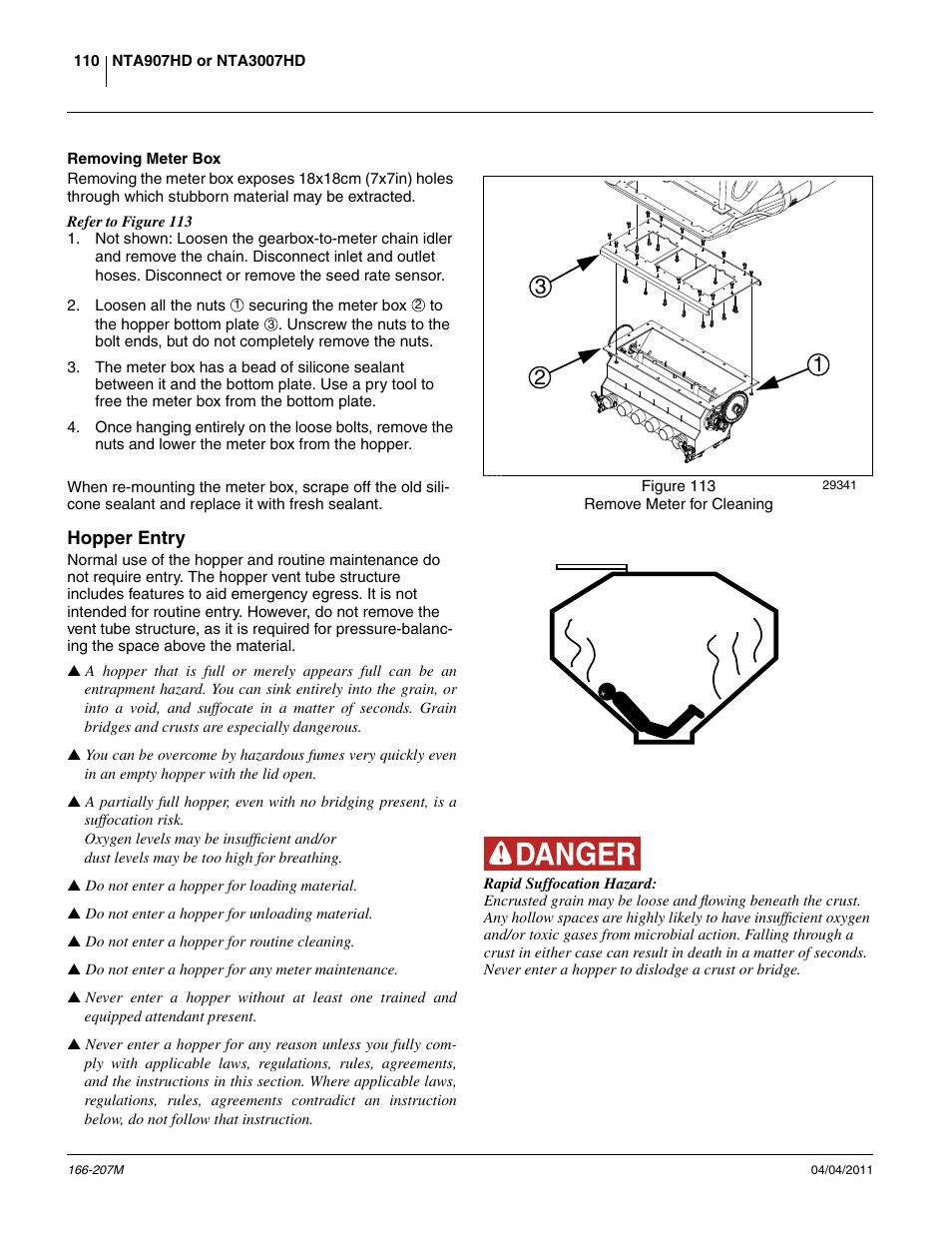 Removing meter box, Hopper entry | Great Plains NTA3007HD Operator Manual User Manual | Page 114 / 180