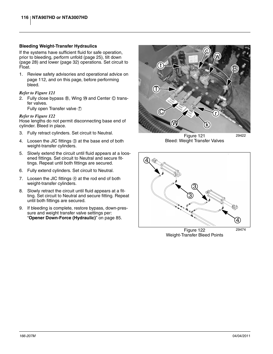Bleeding weight-transfer hydraulics | Great Plains NTA3007HD Operator Manual User Manual | Page 120 / 180
