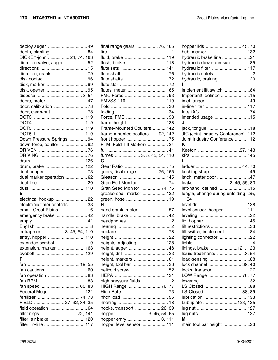 Great Plains NTA3007HD Operator Manual User Manual | Page 174 / 180