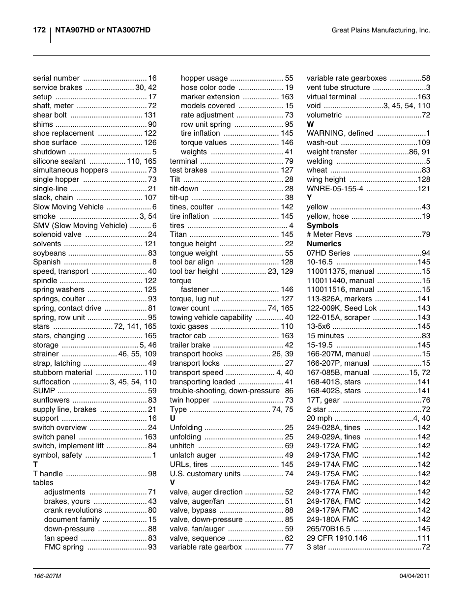 Great Plains NTA3007HD Operator Manual User Manual | Page 176 / 180