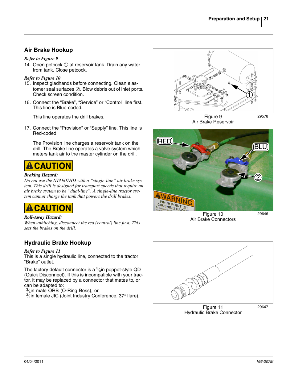 Air brake hookup, Hydraulic brake hookup, Red 2 blu | Great Plains NTA3007HD Operator Manual User Manual | Page 25 / 180