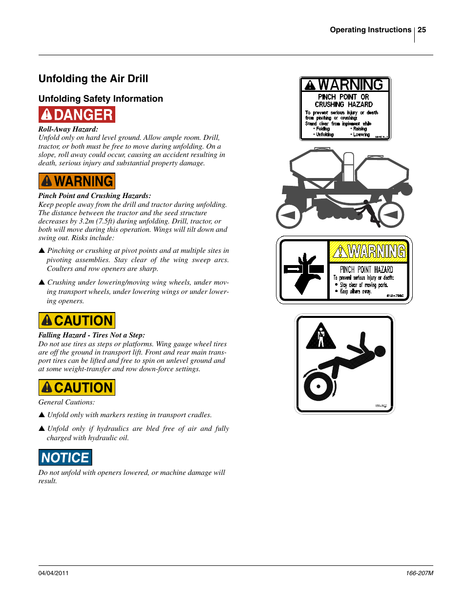 Unfolding the air drill, Unfolding safety information | Great Plains NTA3007HD Operator Manual User Manual | Page 29 / 180