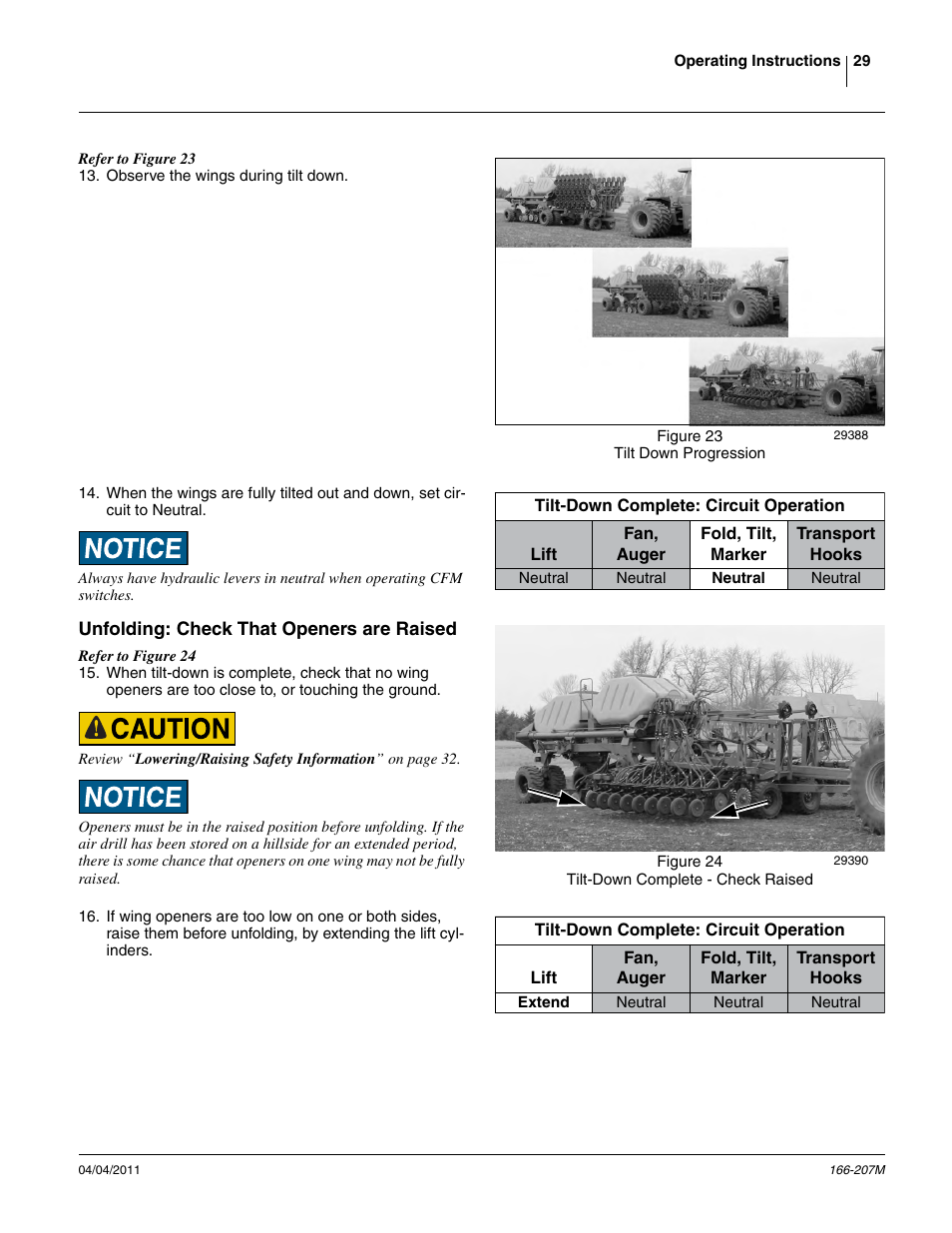 Unfolding: check that openers are raised | Great Plains NTA3007HD Operator Manual User Manual | Page 33 / 180