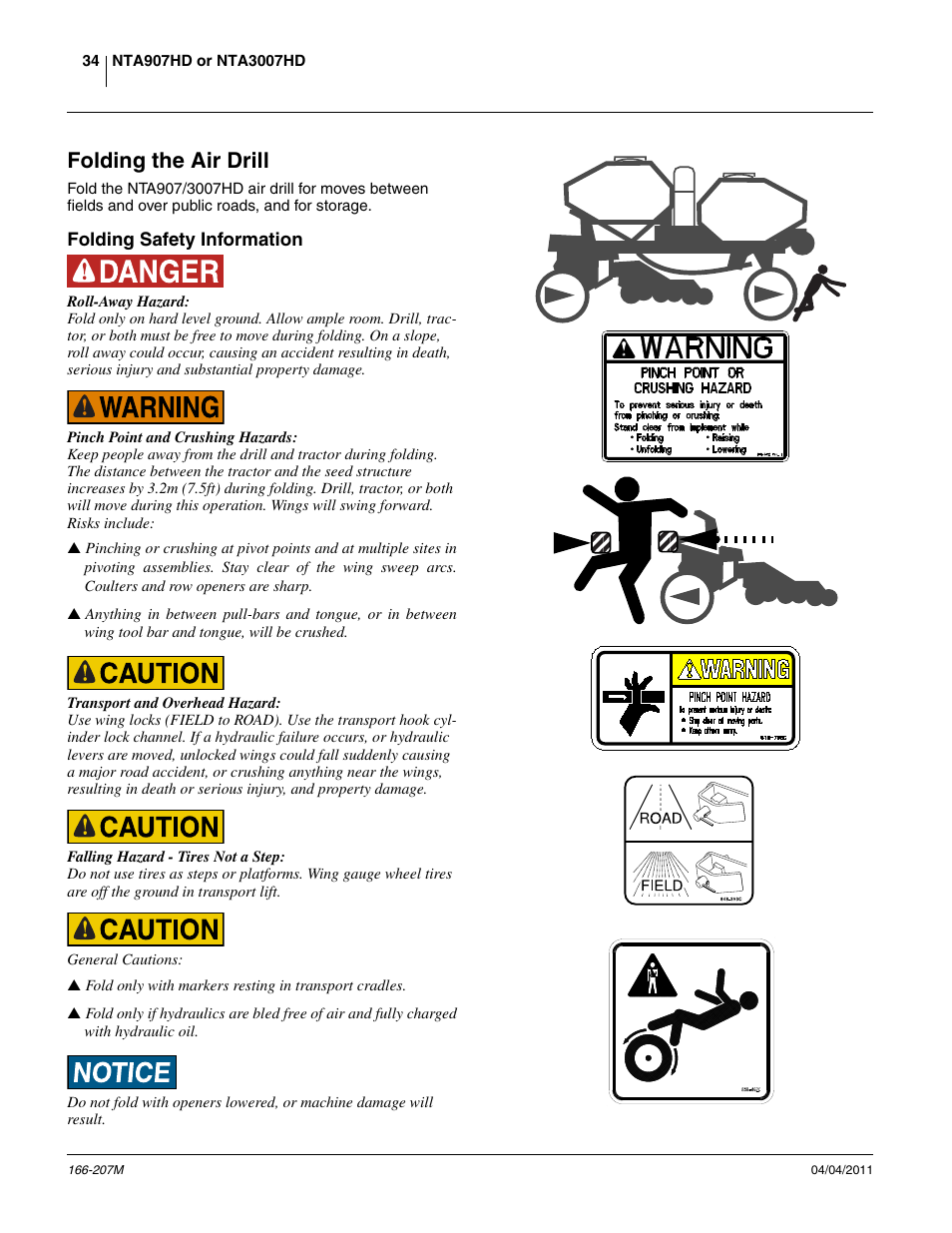 Folding the air drill, Folding safety information | Great Plains NTA3007HD Operator Manual User Manual | Page 38 / 180