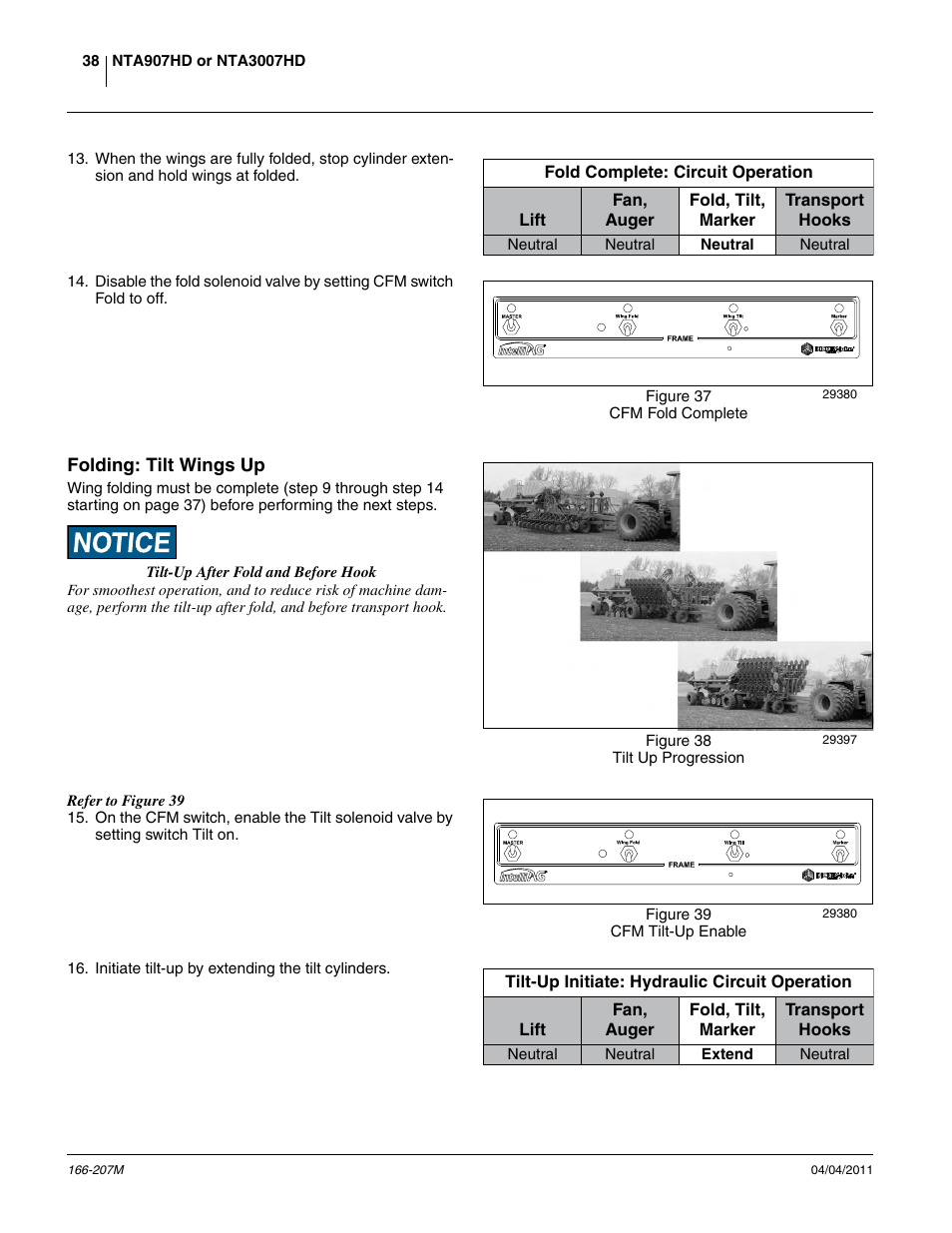 Folding: tilt wings up | Great Plains NTA3007HD Operator Manual User Manual | Page 42 / 180