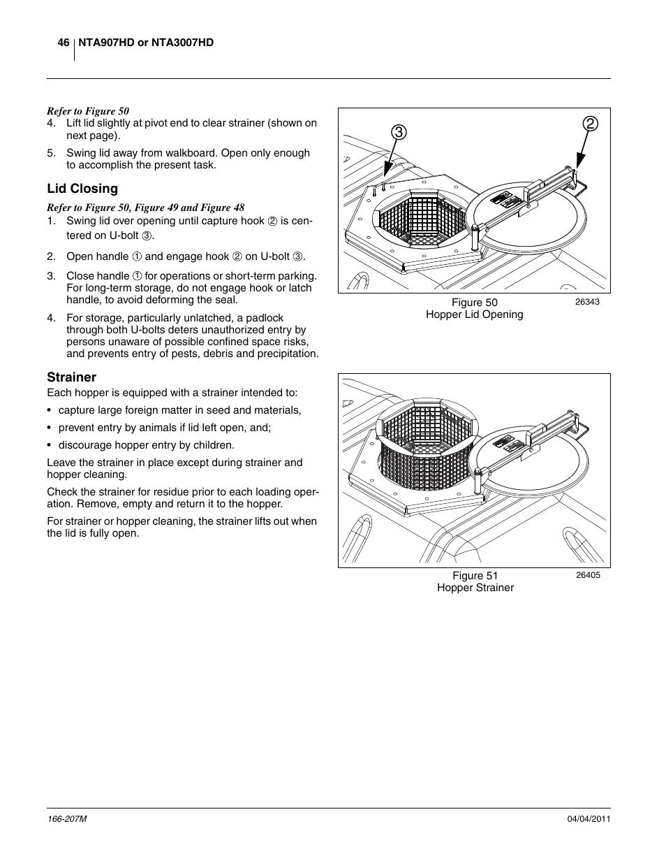 Lid closing, Strainer | Great Plains NTA3007HD Operator Manual User Manual | Page 50 / 180