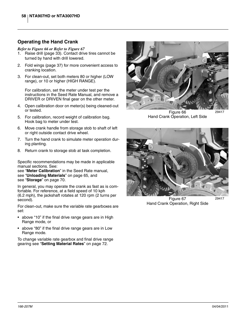 Operating the hand crank | Great Plains NTA3007HD Operator Manual User Manual | Page 62 / 180