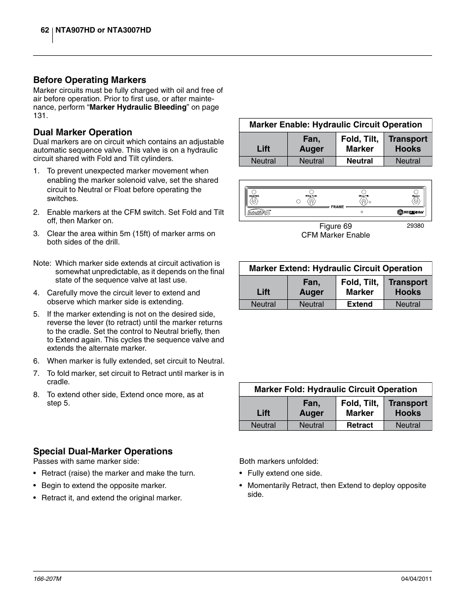 Before operating markers, Dual marker operation, Special dual-marker operations | Great Plains NTA3007HD Operator Manual User Manual | Page 66 / 180