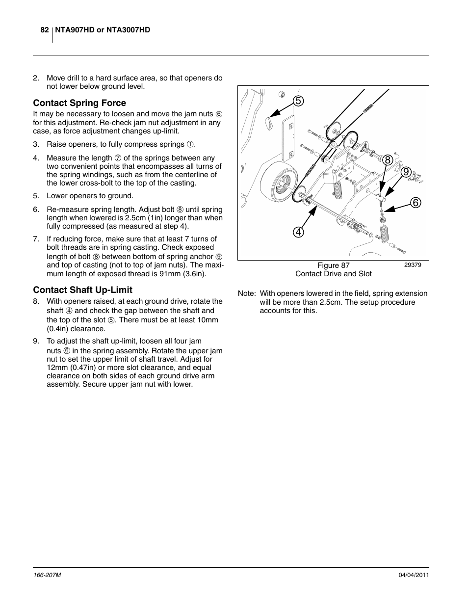 Contact spring force, Contact shaft up-limit, Contact spring force contact shaft up-limit | Great Plains NTA3007HD Operator Manual User Manual | Page 86 / 180