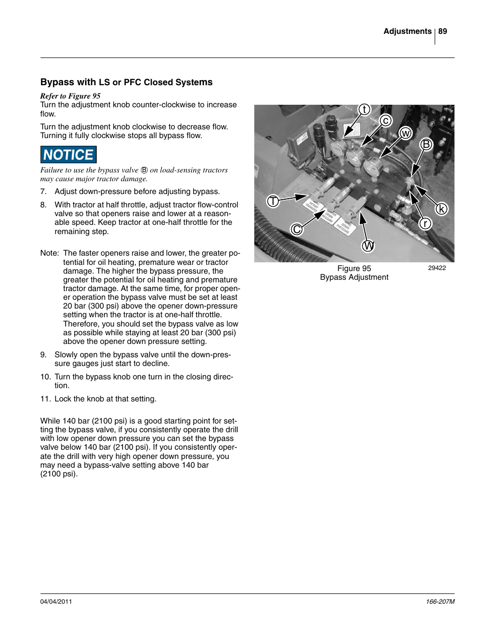 Bypass with ls or pfc closed systems | Great Plains NTA3007HD Operator Manual User Manual | Page 93 / 180