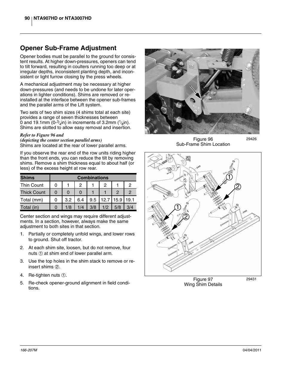 Opener sub-frame adjustment | Great Plains NTA3007HD Operator Manual User Manual | Page 94 / 180