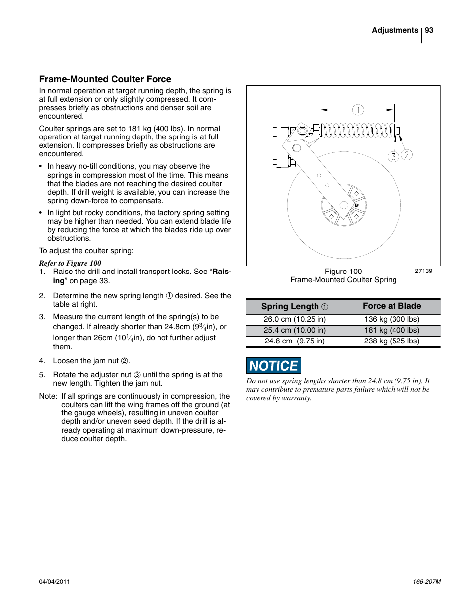 Frame-mounted coulter force | Great Plains NTA3007HD Operator Manual User Manual | Page 97 / 180